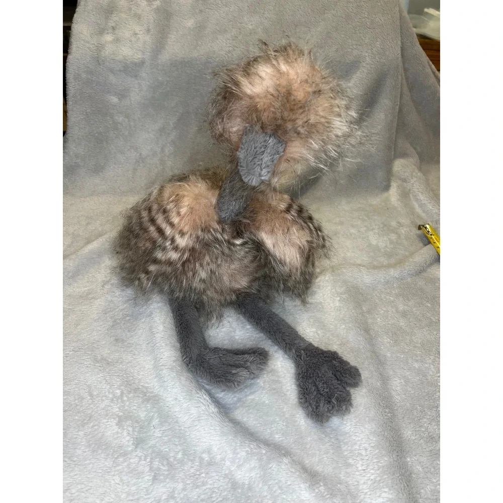 Jellycat Ostrich Plush Shaggy Faux Fur Bird Stuffed Animal Brown Tan 18